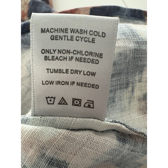 John Mark Linen Tunic Top Size S Blue Brown Bell Sleeve Oversize Lagenlook Fall - Picture 16 of 16